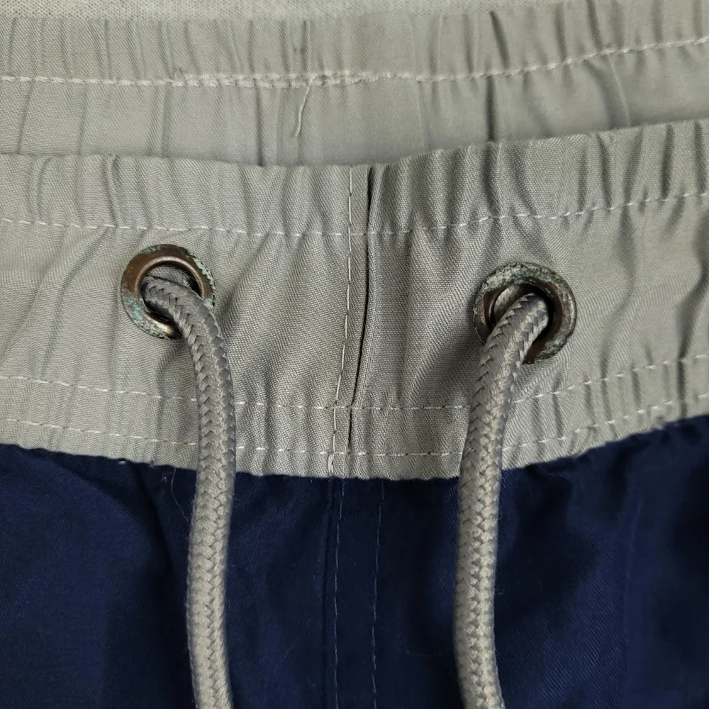 U.S. Polo Assn Mens Swim Trunks Medium Preppy Shorts Mesh Lined Navy Gray